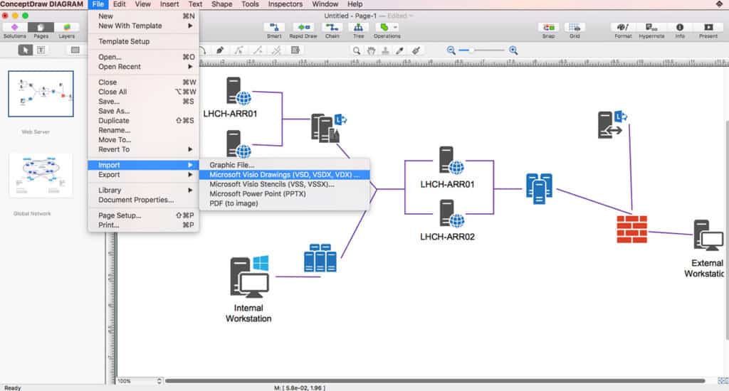 visio 2016 for mac options